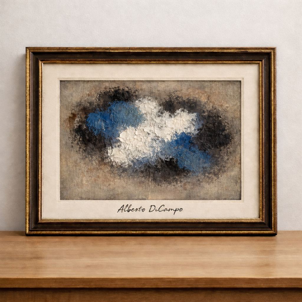 Abstract blue and white expressionism