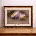 Abstract expressionist art with gold frame