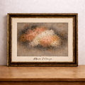 Abstract expressionist painting in gold frame