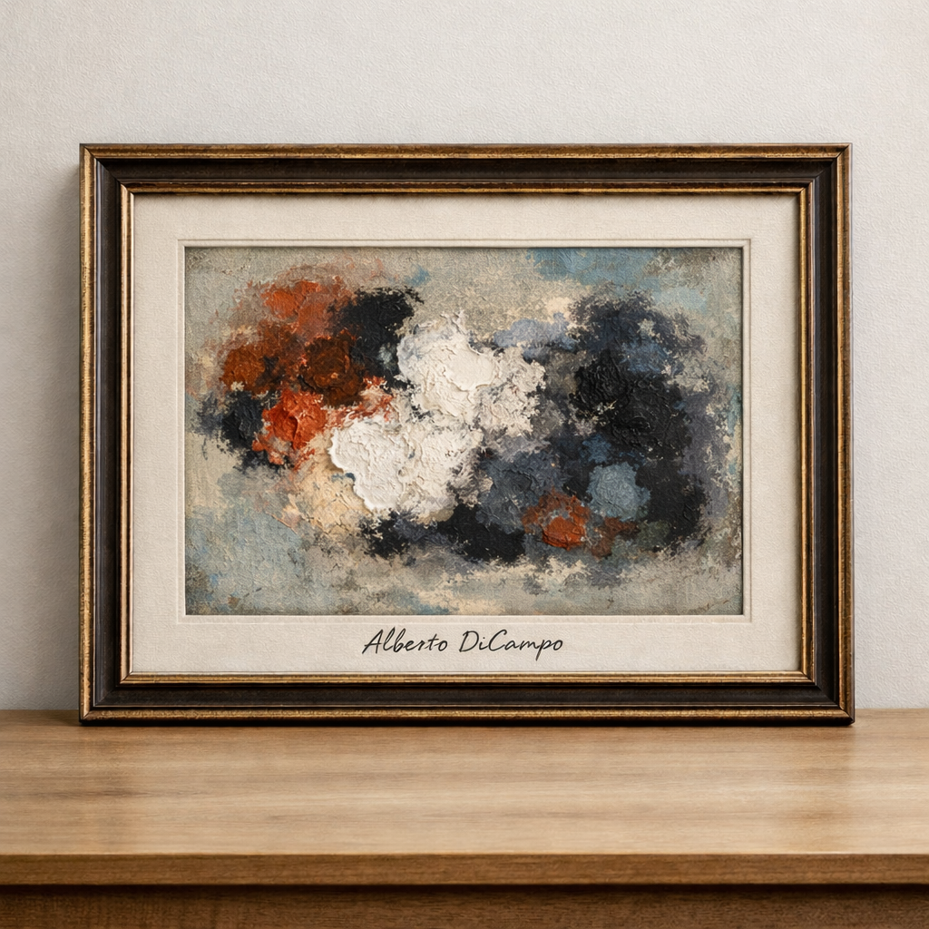 Peinture abstraite sur bureau en bois