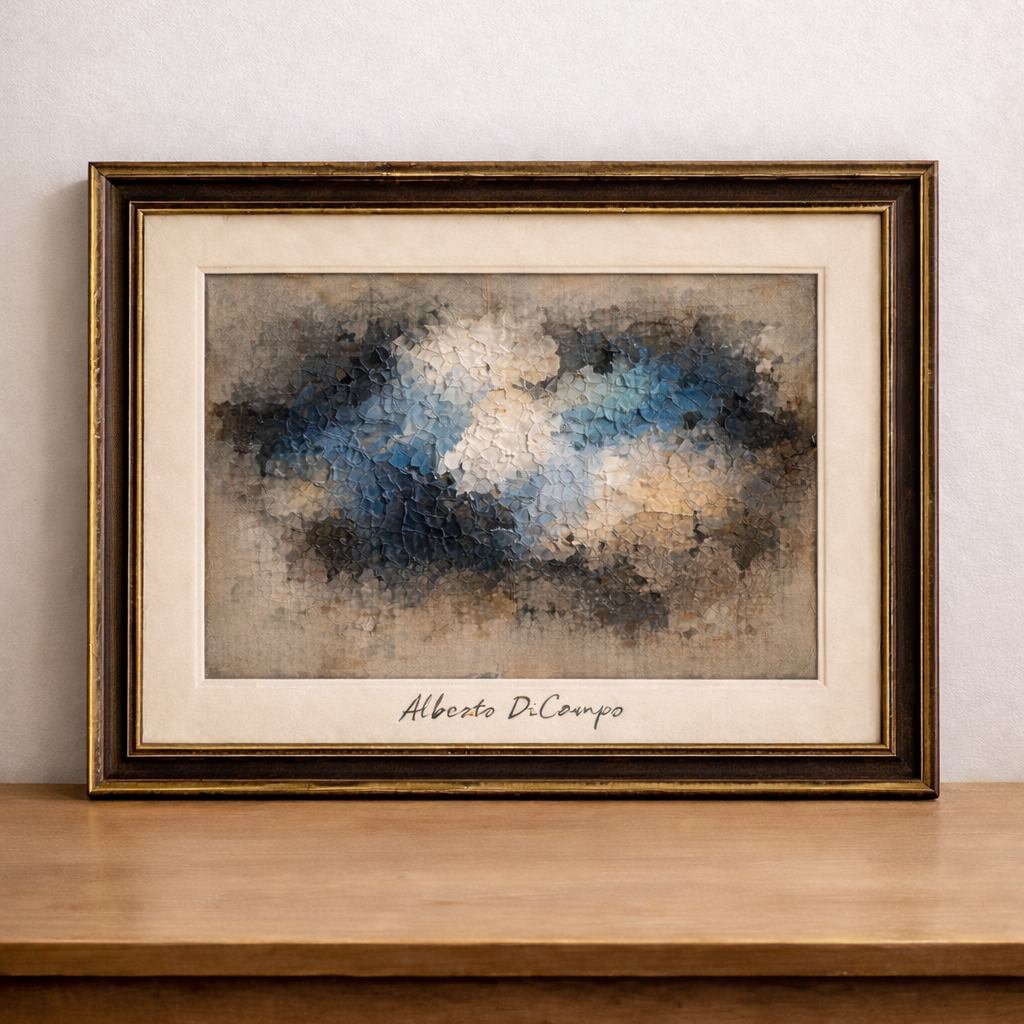 Peinture abstraite sur cadre antique